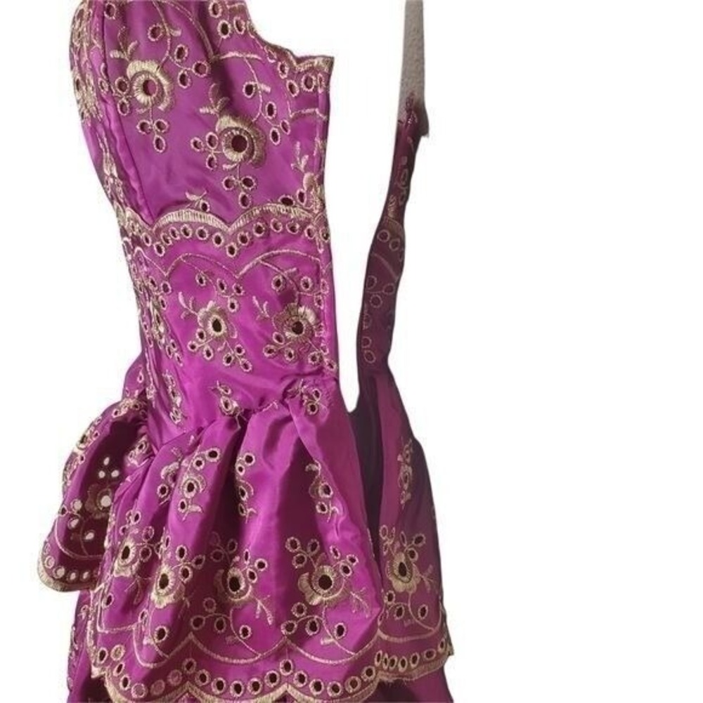 Betsey Johnson Womens Y2K Fairy Tiered Embroidered Halter Dress 2 Magenta NEW - Picture 4 of 16